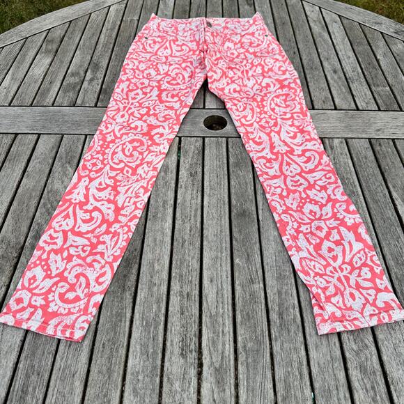 Old Navy Womens Rockstar Skinny Jeans Size 2R Coral Pink White Denim Pants EUC - Picture 1 of 11